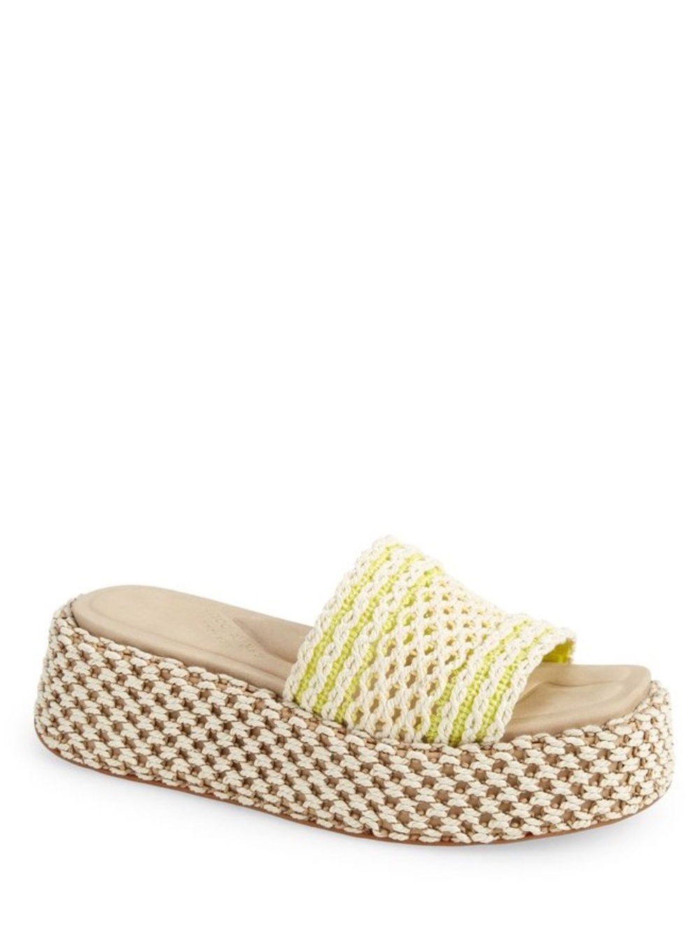 rag & bone Logan Crochet Flatform Slide with Neon Yellow Accent